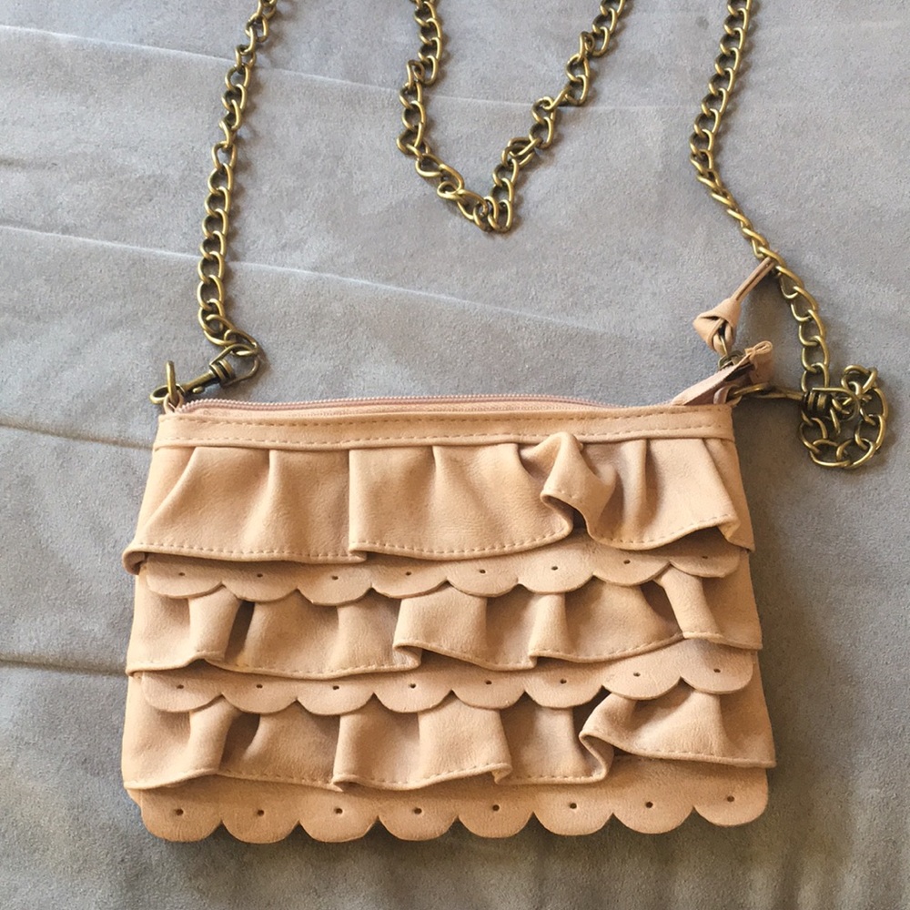 Tan Ruffle Bag